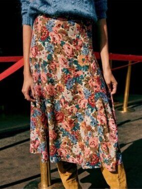 SOLD Sezane Tabata Floral Midi Skirt October Flowers US 6 NWOT